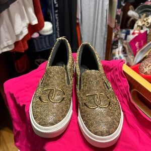 Juicy Couture Gold Glitter Slip-On Sneakers